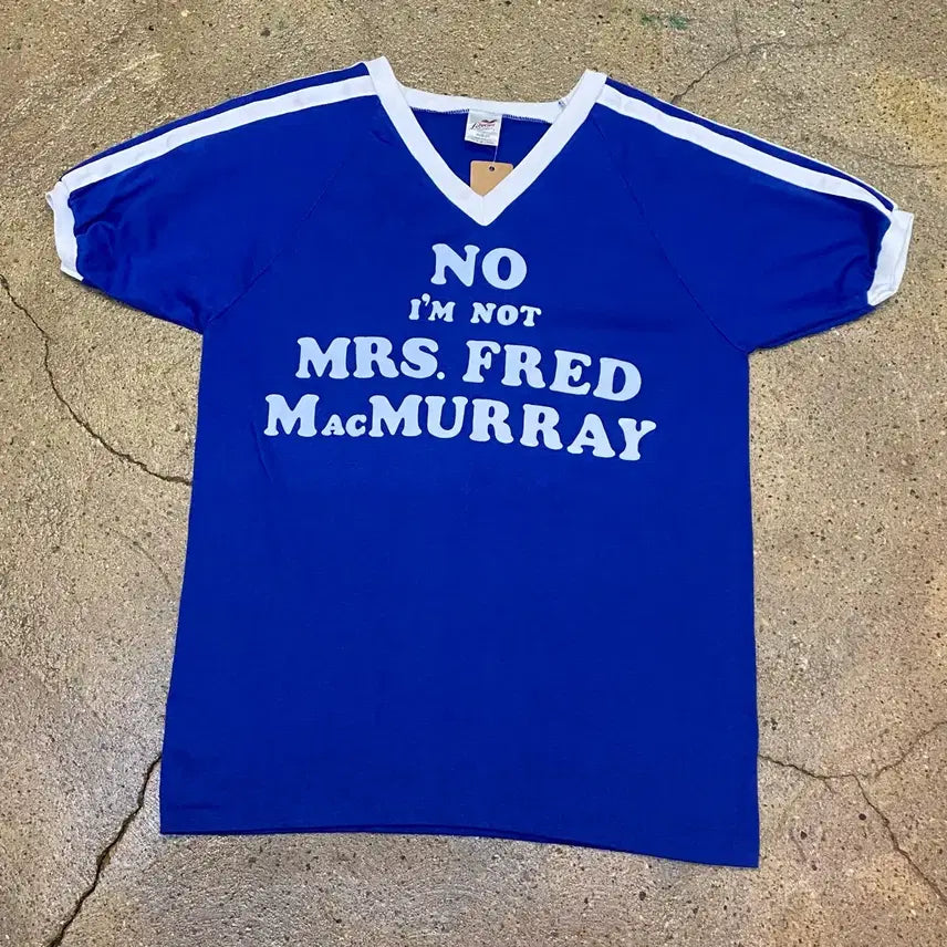 [BUNJANG] 80s Made in USA Fred MacMurray V-Neck Ringer T-Shirt / 80s Made in USA 미국빈티지 프레드 맥머리 브이넥 반팔티 링거 티셔츠