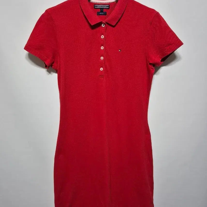 [BUNJANG] Tommy Hilfiger Women's Short Sleeve Collared Mini Dress Red S / 타미힐피거 여성 반팔 카라 원피스 레드 S