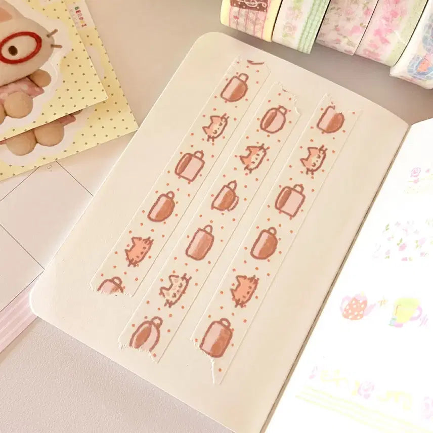 [BUNJANG] Berti Coffee Cat Washi Tape Sticker Set / 버띠 커피고양이 마테띵 다꾸 스티커 마스킹테이프