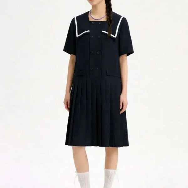 [BUNJANG] OUTFROD OUTFROD Sailor Collar Pleated Dress / 온앤온 세일러카라 플리츠 원피스 2