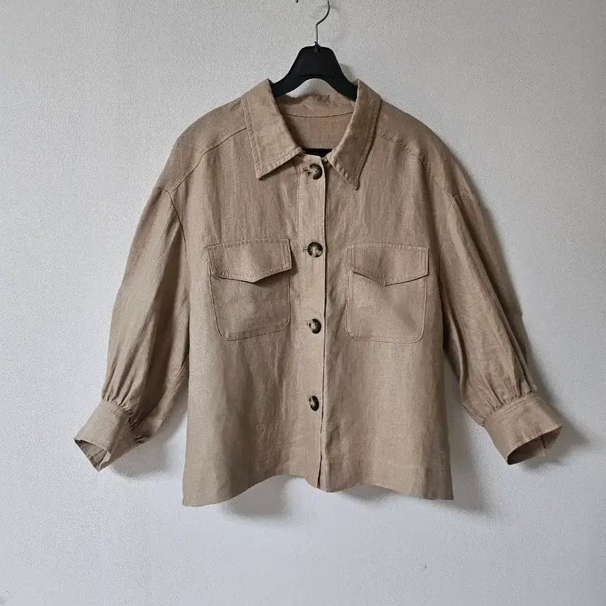 [BUNJANG] The Edge 100% Linen Puff Sleeve Blouse / 린넨100% 더엣지 55~66