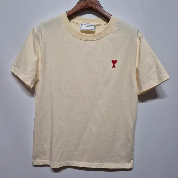 [BUNJANG] AMI Heart Logo Short Sleeve T-Shirt Ivory S / 아미 하트 로고 반팔티 아이보리 S
