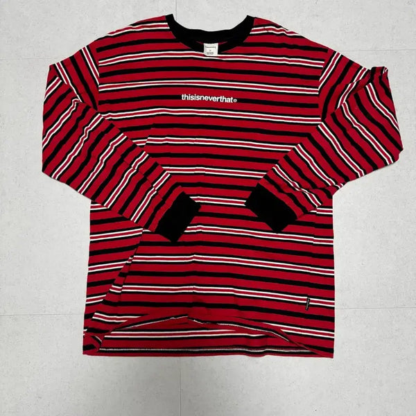 [BUNJANG] thisisneverthat Stripe Long Sleeve Red XL / <XL>  디스이즈네버댓 스트라이프 롱슬리브 레드