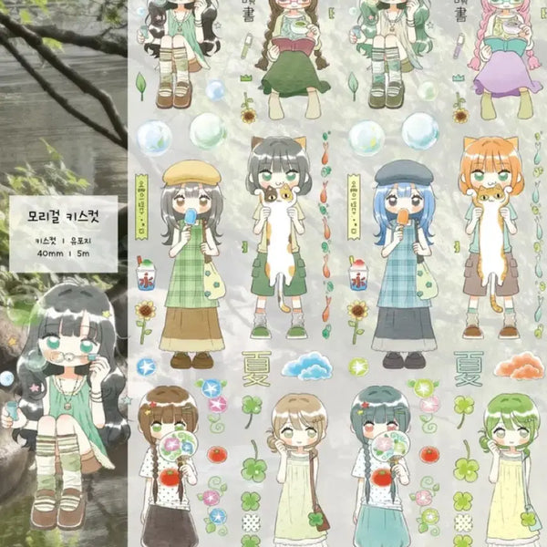 [BUNJANG] Jihyeoksangjeom Mori Girl Kiss Cut Washi Tape Sticker Set / 지옥상점 모리걸 키스컷 마테띵 다꾸 스티커
