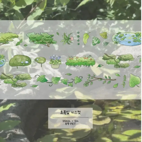 [BUNJANG] Jeeok Store Green Leaf Kiss Cut Washi Tape Stickers / 지옥상점 초록잎 키스컷 마테띵 다꾸 스티커