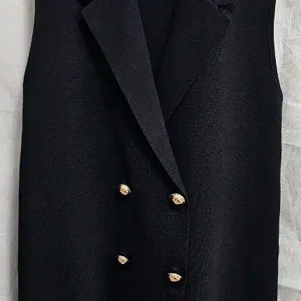 [BUNJANG] ZARA Black Double Button Long Vest / 자라(ZARA) 블랙 더블 버튼 롱 베스트