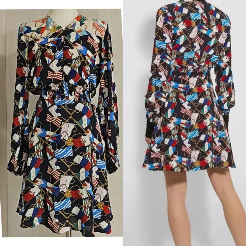 [BUNJANG] Sandro Flag Pattern One-Piece Dress / 산드로(XS~슬림M) 플래그 패턴 원피스