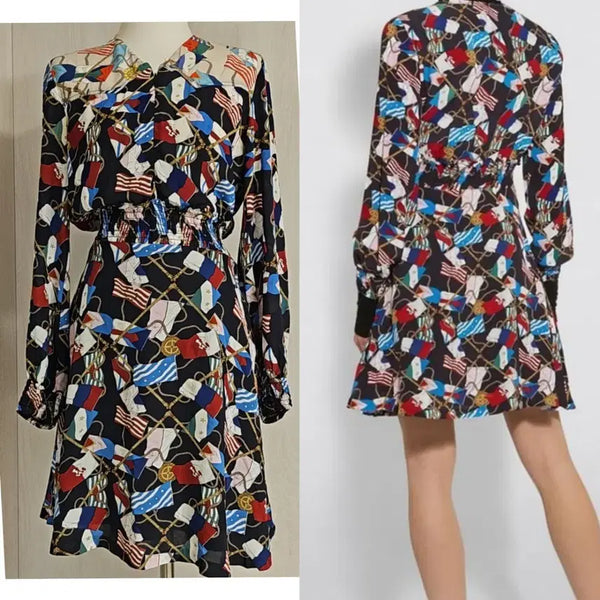 [BUNJANG] Sandro Flag Pattern One-Piece Dress / 산드로(XS~슬림M) 플래그 패턴 원피스