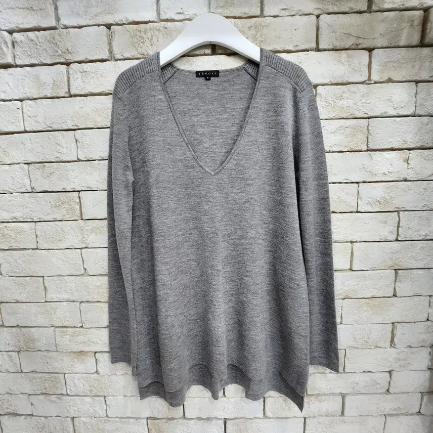 [BUNJANG] Theory V-Neck Wool Knit Grey / 띠어리 브이넥 울니트 그레이