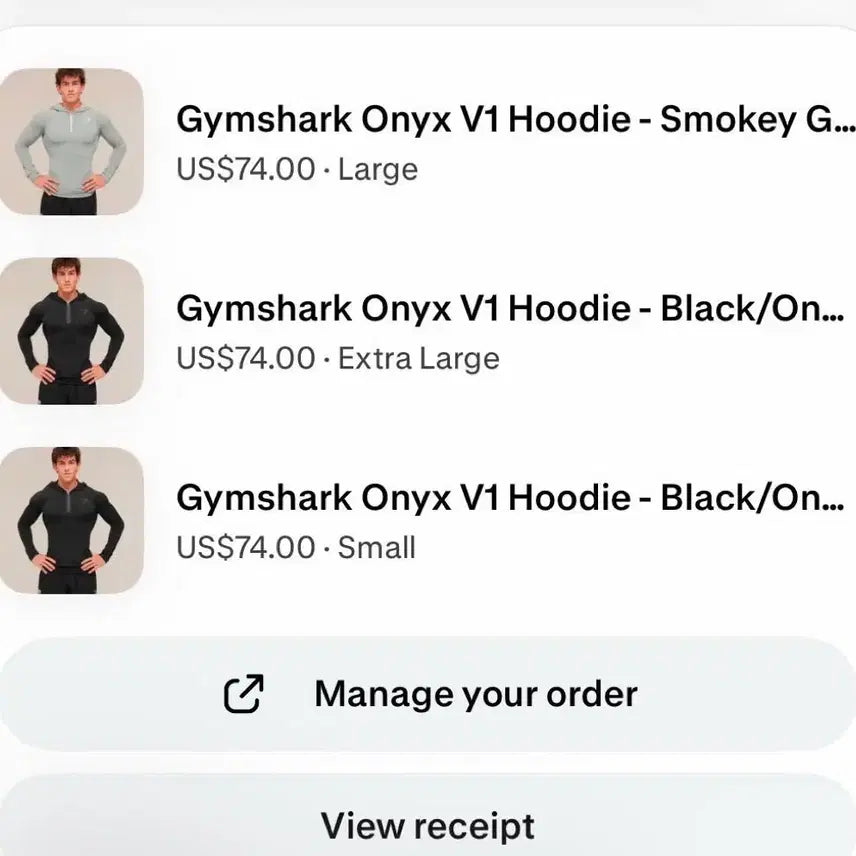 [BUNJANG] Gymshark Onyx V1 Hoodie / [ 국내 당일배송 ] [ L , XL ] 짐샤크 오닉스 V1 후드