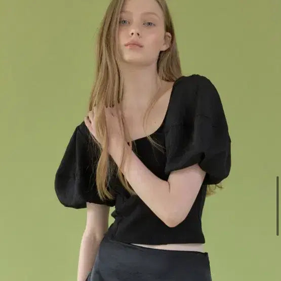 [BUNJANG] Headment French Puff Top Black / 헤더먼트 french puff top black