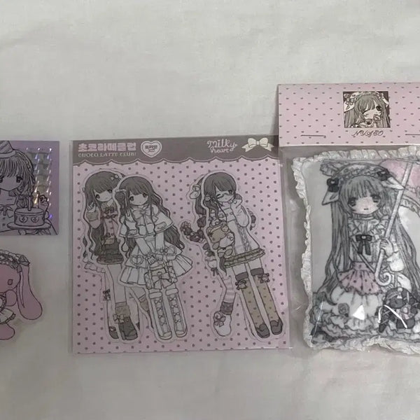[BUNJANG] Milky Heart Sticker Cushion Keyring Bundle Set / 밀키하트 스티커 쿠션 키링 일괄
