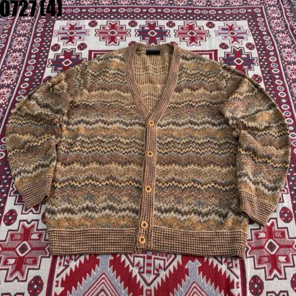 [BUNJANG] GECCU Vintage Pattern Cardigan Brown / geccu 빈티지 패턴 가디건 브라운