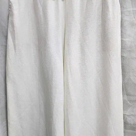 [BUNJANG] Oysho White Linen Blend Banded Pants / Oysho 화이트 린넨 혼방 밴딩