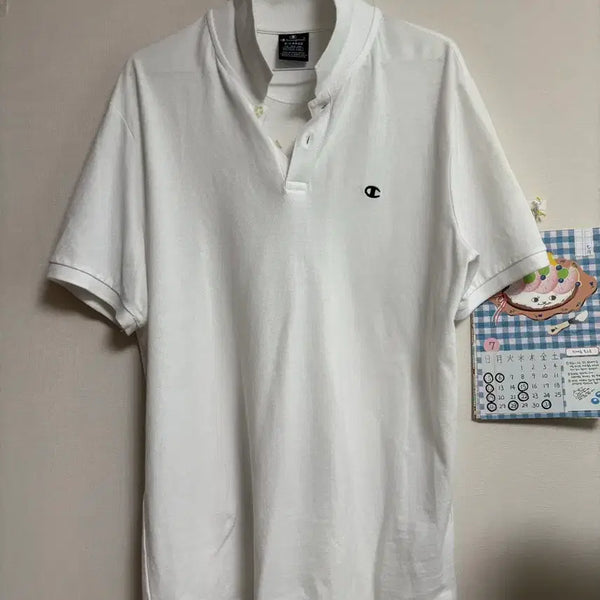 [BUNJANG] Champion White Short Sleeve Polo T-shirt XL / 거의새것 챔피언 화이트 반팔 카라티 XL