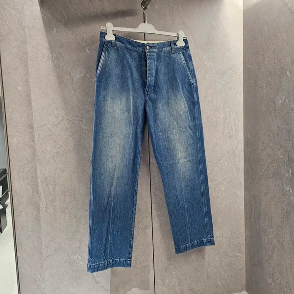 [BUNJANG] Gucci Washed Denim Pants with Leather GG Patch Logo / 구찌 가죽 GG 패치로고 워시드 데님팬츠