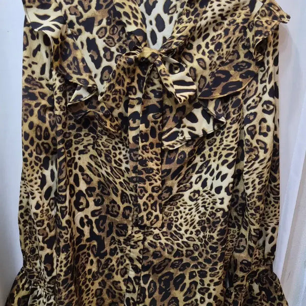 [BUNJANG] Mixxo Leopard Print Ruffle Blouse / 미쏘 호피 프릴 블라우스