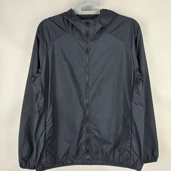 [BUNJANG] Muji Lightweight Nylon Hooded Windbreaker Jacket Navy / [무료배송]무인양품 L 여성 나일론 우븐 바스락 경량 후드 바람막이 자켓 네이비