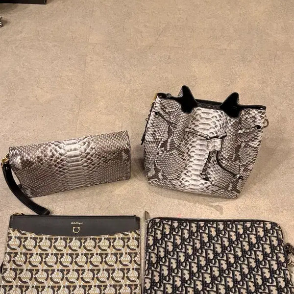 [BUNJANG] Salvatore Ferragamo & Dior Python Leather Clutch Bag Set / 클러치 가방일괄판매 페라가모 뱀피
