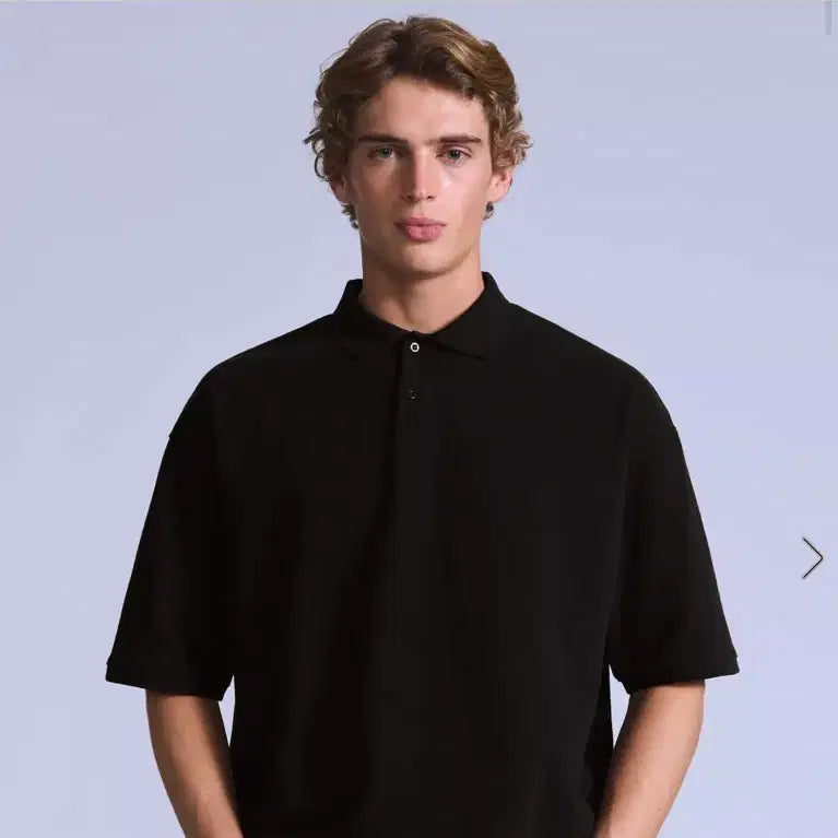 [BUNJANG] Levi's Blue Tab Cropped Polo T-Shirt - Jet Black, Size M / [새상품] 리바이스 블루탭 크롭 폴로 티셔츠 / M