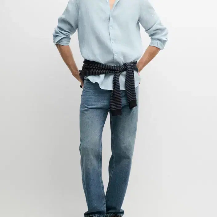 [BUNJANG] Massimo Dutti 100% Linen Regular Fit Structured Shirt XL / [새상품] 마시모두띠 100% 린넨 레귤러핏 스트럭처 셔츠 / XL