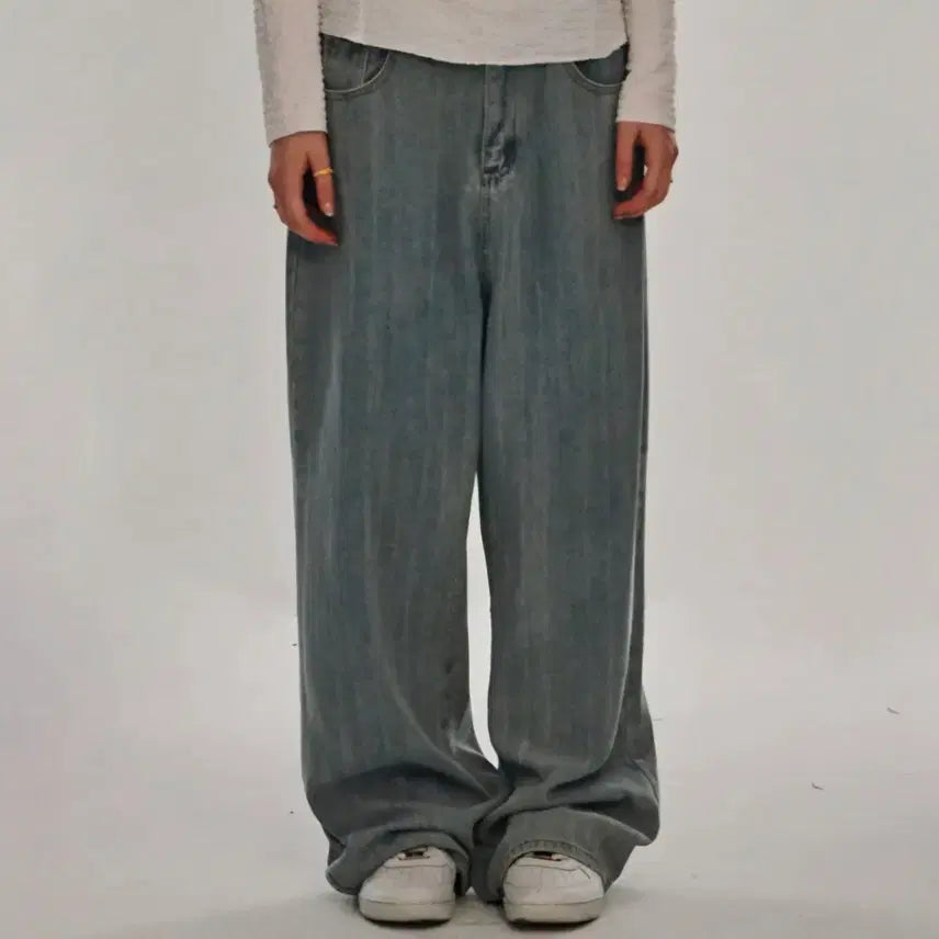 [BUNJANG] SOME PLACE Summer Wide Pleated Button Stripe Denim Pants / (새상품)SOME PLACE 여름 와이드 플리츠 버튼 스트라이프 데님 팬츠.30~31인치