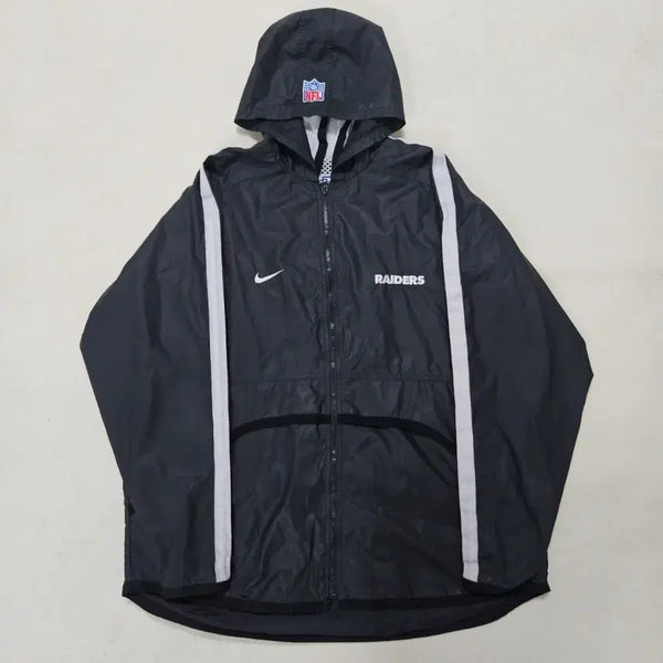 [BUNJANG] Nike x NFL Raiders 90-00s Old School Double Hoodie Zip-up Windbreaker / 나이키 x NFL 레이더스 90-00ss 올드스쿨 더블 후드 집업 바람막이 급처