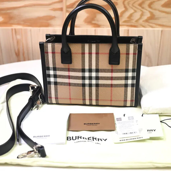[BUNJANG] Burberry Check Mini Tote Bag / [미사용급] 버버리 체크 미니 토트백