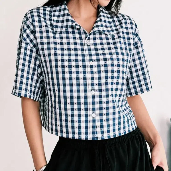 [BUNJANG] Checked Short Sleeve Shirt / 새상품 체크 반팔 셔츠