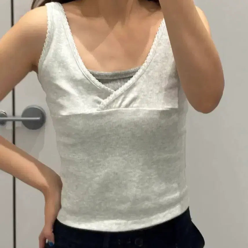 [BUNJANG] NewNewWear Eyelet Tank Top Mélange / 뉴뉴웨어 아일렛 나시 멜란지