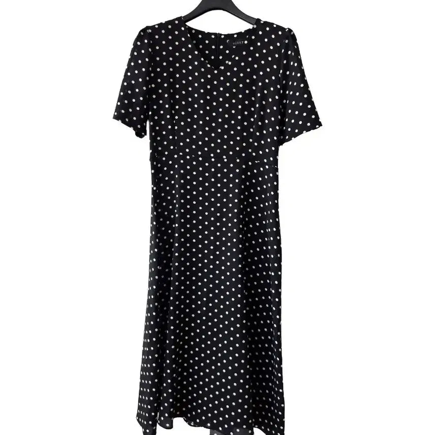 [BUNJANG] Black Dot Short Sleeve A-Line Dress / S/블랙 도트 반팔 원피스