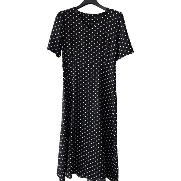 [BUNJANG] Black Dot Short Sleeve A-Line Dress / S/블랙 도트 반팔 원피스