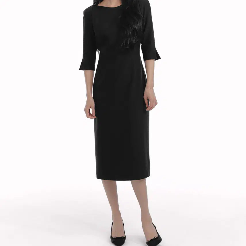 [BUNJANG] SIE Lynn Boat Neck Line Dress XS Black H-Line New Arrival / SIE 린 보트넥 라인 드레스 XS 블랙 H라인 원피스 새상품