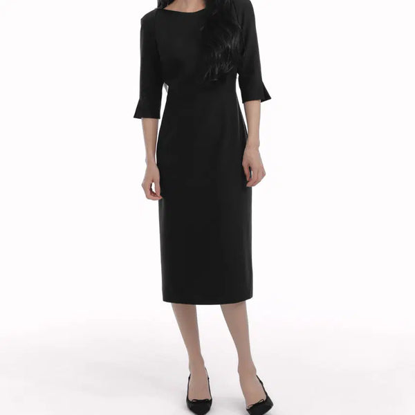 [BUNJANG] SIE Lynn Boat Neck Line Dress XS Black H-Line New Arrival / SIE 린 보트넥 라인 드레스 XS 블랙 H라인 원피스 새상품