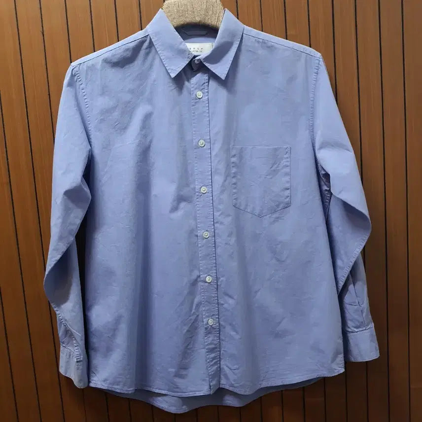 [BUNJANG] Shutter Pocket Blue Long Sleeve Shirt - Size S / 셔터 포켓 블루 긴팔 셔츠 s