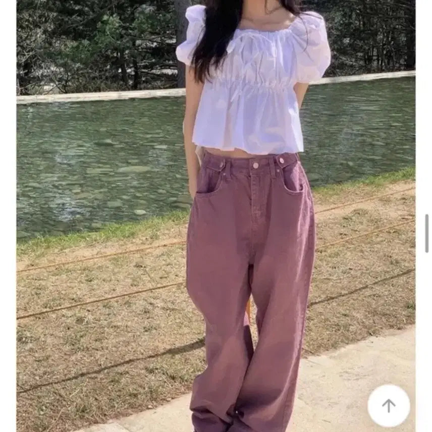 [BUNJANG] AnyOneMore Puff Sleeve Blouse and Pants Set / 애니원모어 블라우스+팬츠