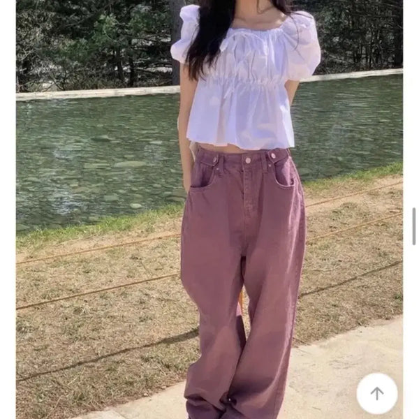 [BUNJANG] AnyOneMore Puff Sleeve Blouse and Pants Set / 애니원모어 블라우스+팬츠