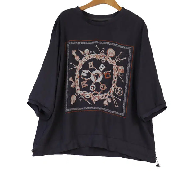 [BUNJANG] ODV Chain Scarf Print Blouse / ODV 체인 스카프 프린트 블라우스 88 99 루즈핏 티셔츠