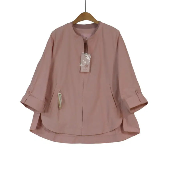 [BUNJANG] SOUP Light Pink Collarless Zip-Up Jacket (Size 66) / SOUP 핑크 노카라 자켓 66 새상품 집업 점퍼 간절기