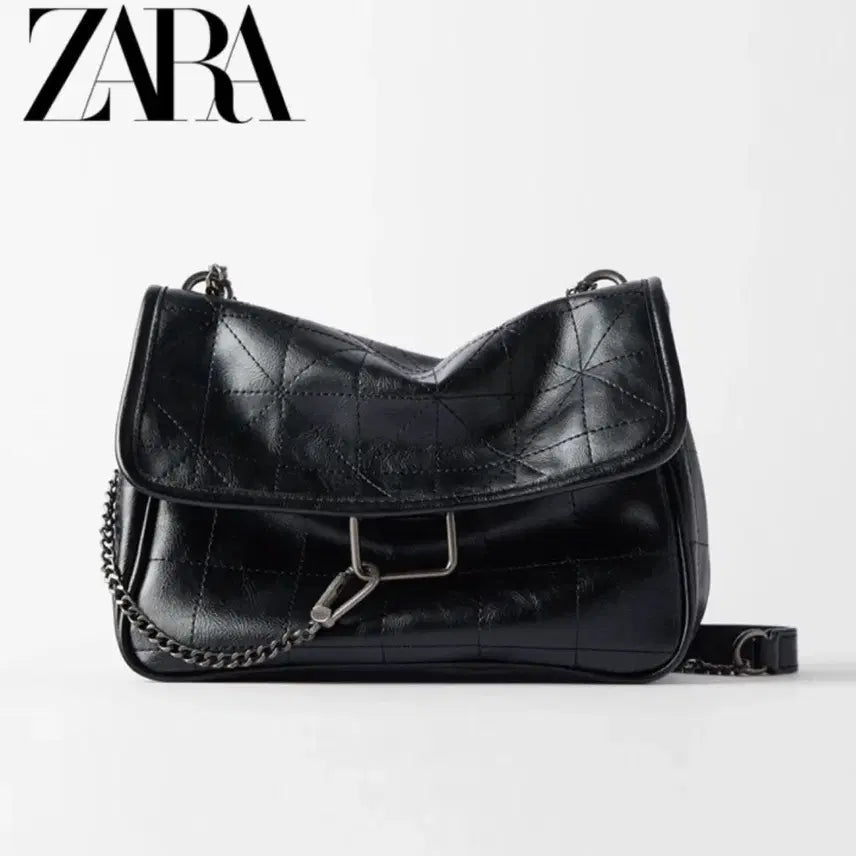 [BUNJANG] Zara Quilted Chain Shoulder Bag Black / 자라 퀼팅 체인 숄더백 블랙