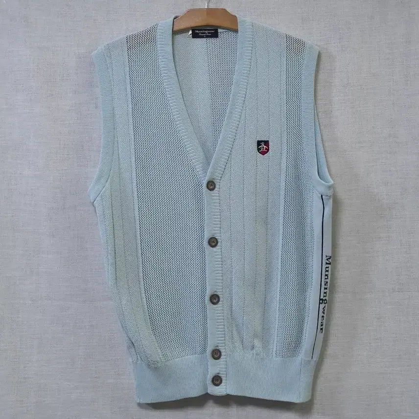 [BUNJANG] Munsingwear Grand Slam Men's Summer Mesh Knit Vest - Light Sky Blue/Mint (Size 100) / 먼싱웨어 일본 수입 정품 여름 매쉬 니트 조끼 골프 베스트 100