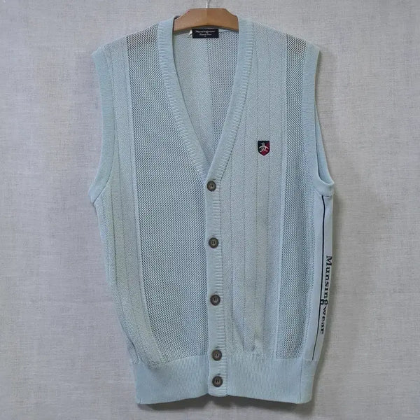 [BUNJANG] Munsingwear Grand Slam Men's Summer Mesh Knit Vest - Light Sky Blue/Mint (Size 100) / 먼싱웨어 일본 수입 정품 여름 매쉬 니트 조끼 골프 베스트 100