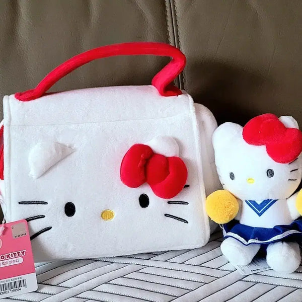 [BUNJANG] Sanrio Hello Kitty Mirror Tote Pouch & Cheerleader Keyring Set / 산리오 정품 헬로키티 미러 토트 파우치+키티 치어리더 키링 세트(새상품)