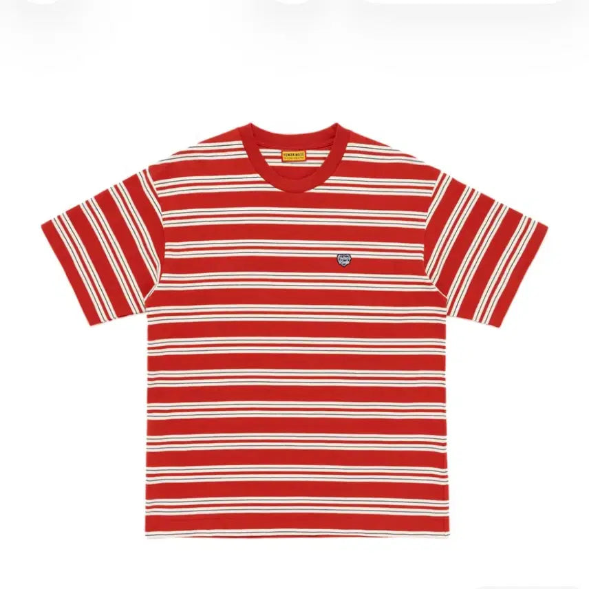 [BUNJANG] Human Made Striped Short Sleeve T-Shirt Red L / 세상품 휴먼메이드 스트라이프 단가라 반팔티 레드 L