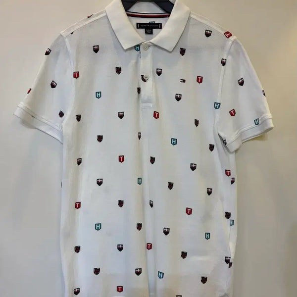 [BUNJANG] Tommy Hilfiger White Emblem Polo T-Shirt / 타미힐피거 화이트 엠블럼 카라티 164(44)
