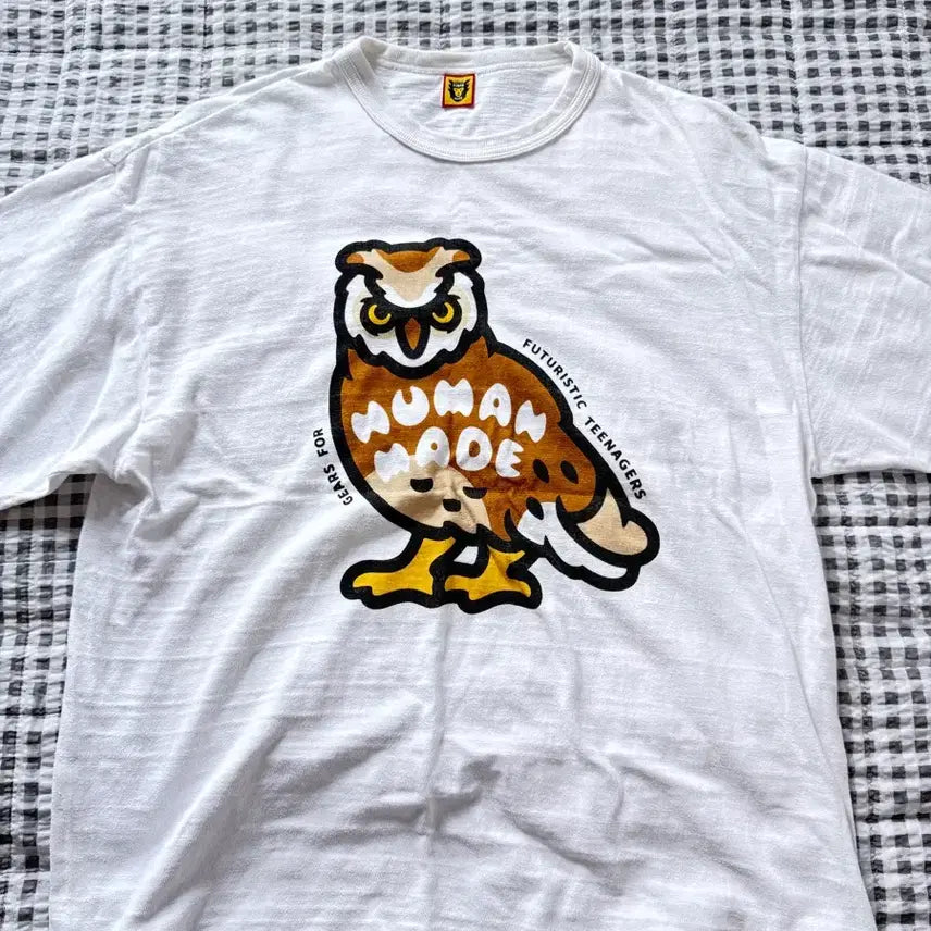 [BUNJANG] Human Made Animal Owl Short Sleeve T-Shirt White 2XL / 휴먼메이드 Human made 애니멀 부엉이 반팔 화이트 2XL