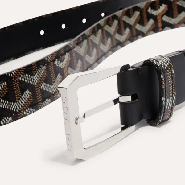 [BUNJANG] Goyard Patterned Men's Belt Silver Buckle / 새제품 고야드 벨트