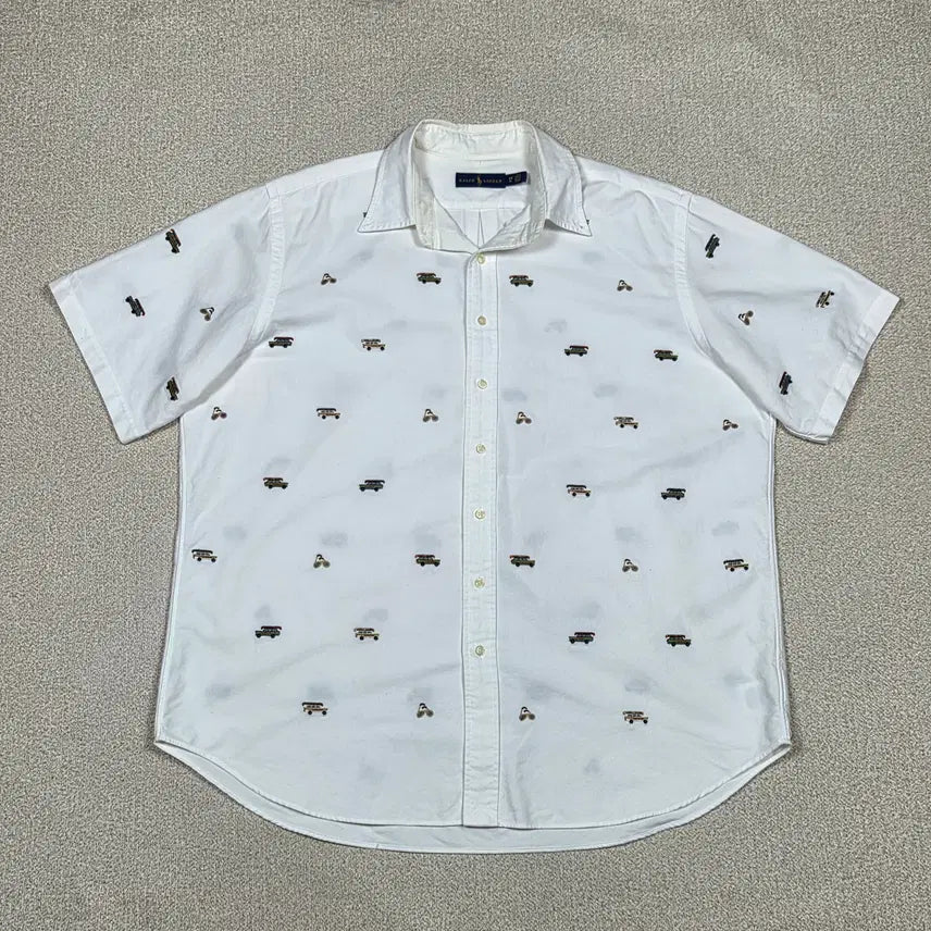 [BUNJANG] Polo Ralph Lauren Urban Canoe Embroidered Cotton Short Sleeve Shirt / [폴로 랄프로렌] 어반 카누 자수 코튼 반팔 셔츠 | S00578