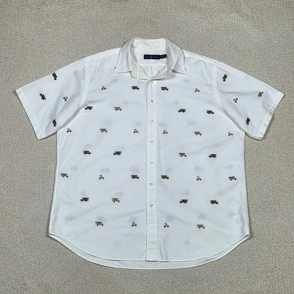 [BUNJANG] Polo Ralph Lauren Urban Canoe Embroidered Cotton Short Sleeve Shirt / [폴로 랄프로렌] 어반 카누 자수 코튼 반팔 셔츠 | S00578