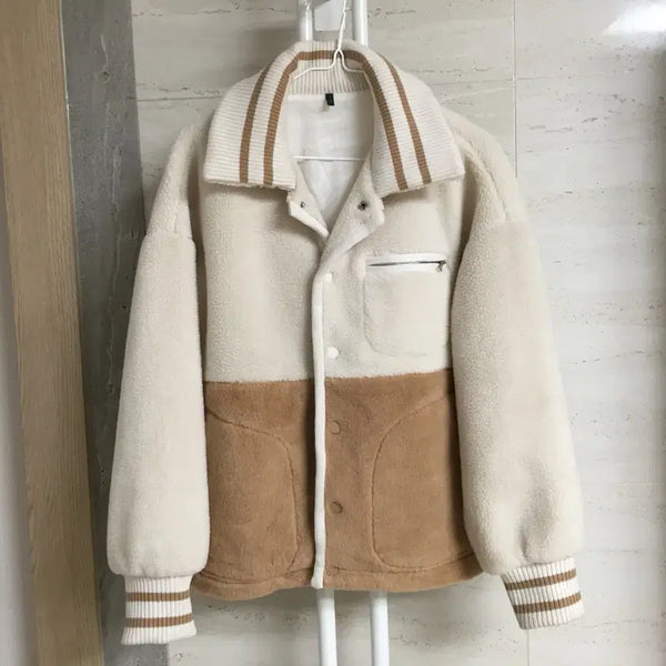 [BUNJANG] Benetton Knit Colorblock Fleece Jacket / 베네통 니트 배색 후리스 자켓 95
